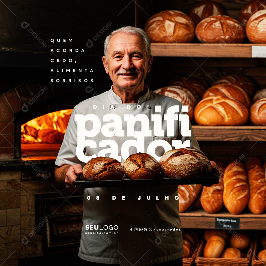Dia do Panificador 08 de Julho Social Media PSD Editável