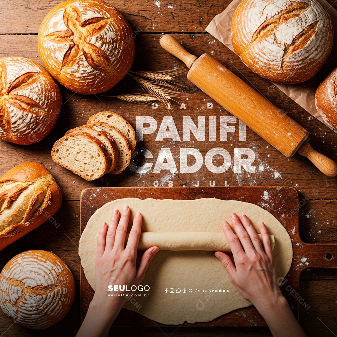Dia do Panificador 08 de Julho Social Media PSD Editável