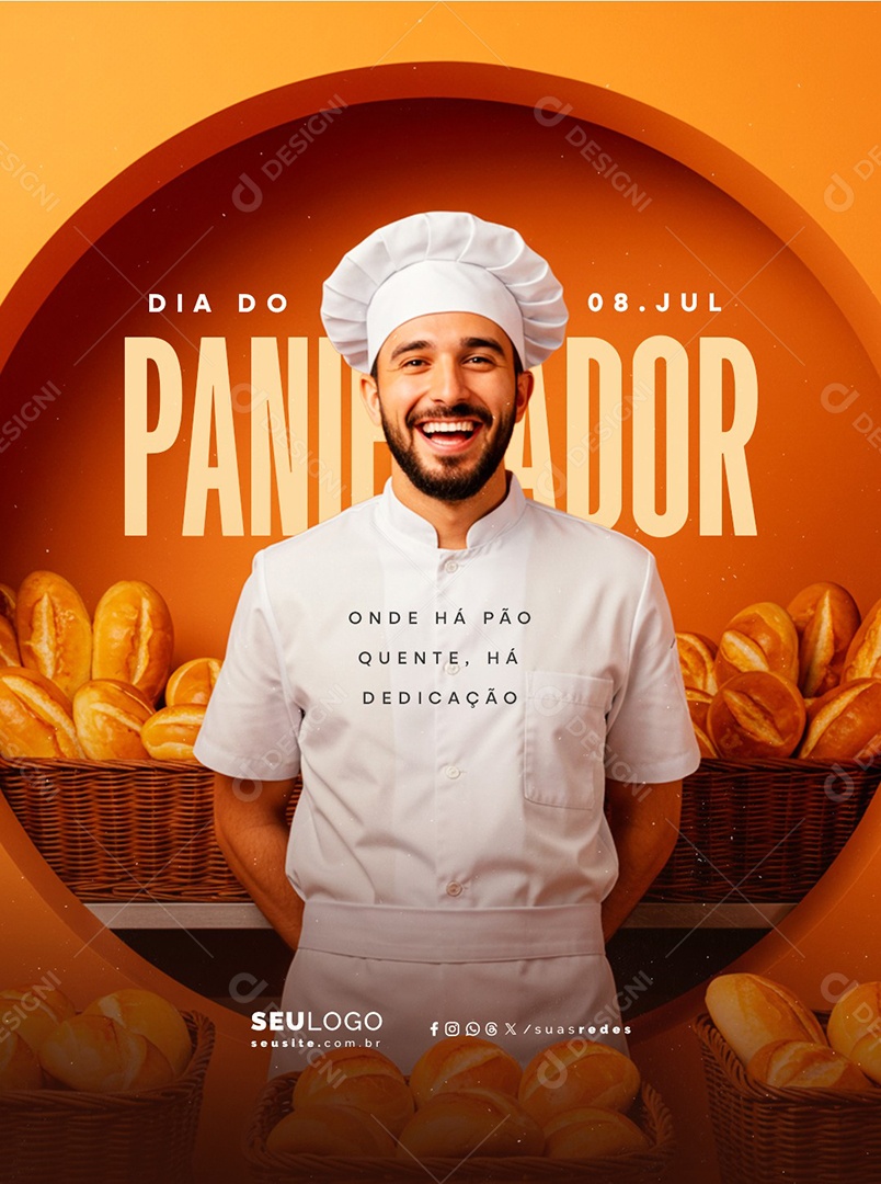Dia do Panificador 08 de Julho Social Media PSD Editável