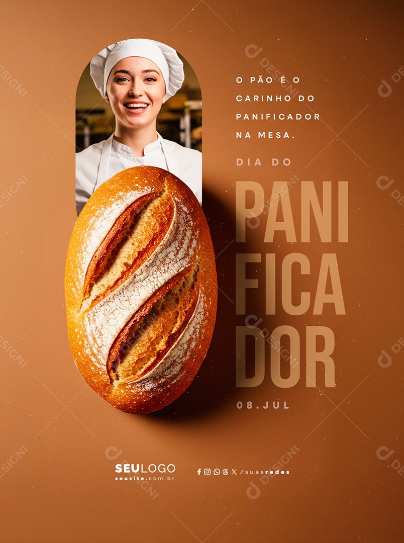 Dia do Panificador 08 de Julho Social Media PSD Editável