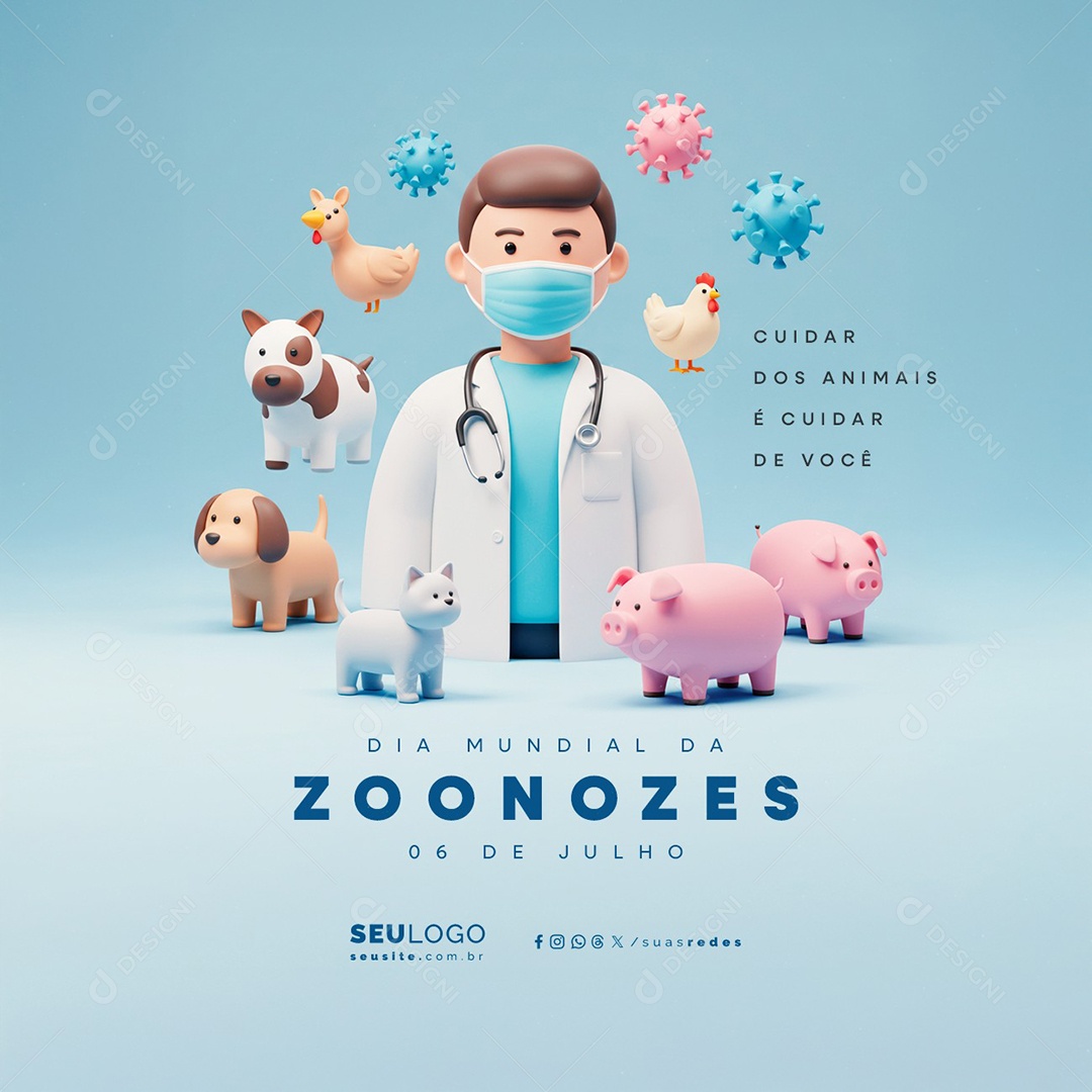 Dia Mundial da Zoonozes 06 de Julho Social Media PSD Editável