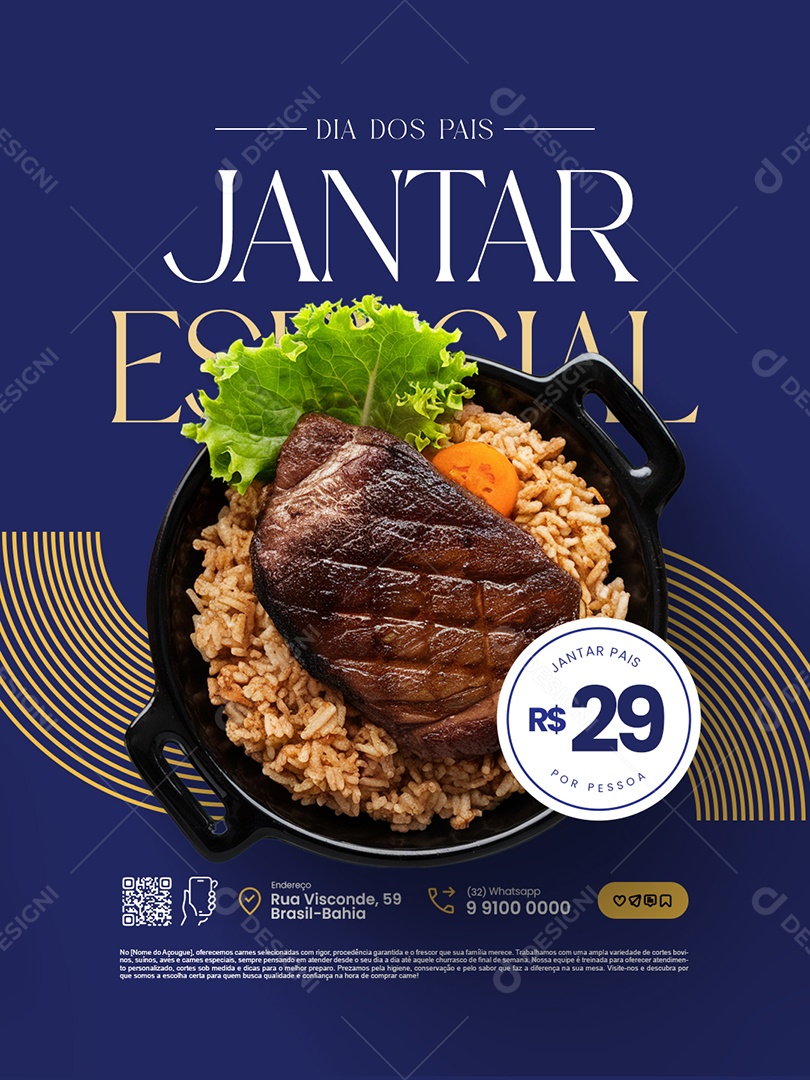 Restaurante Jantar Especial Dia dos Pais Social Media PSD Editável