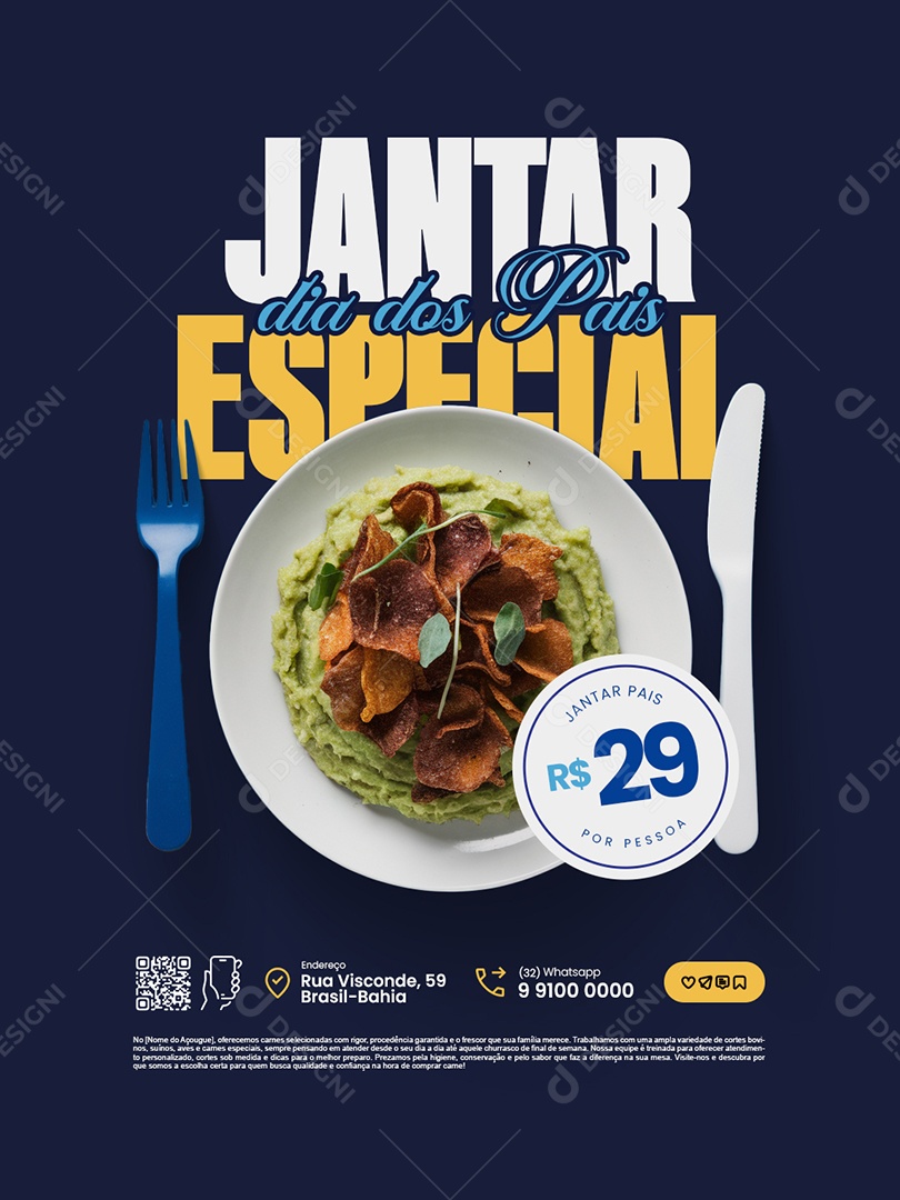 Social Media Restaurante Jantar Especial Dia dos Pais PSD Editável
