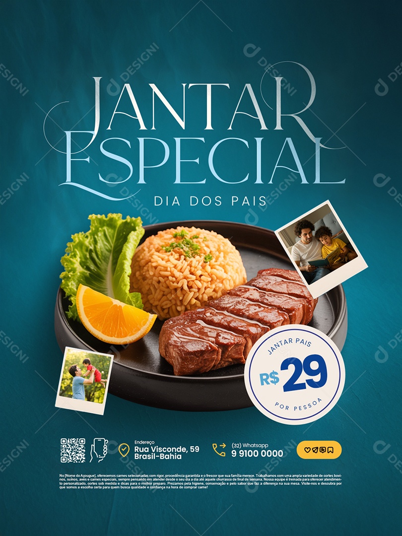 Restaurante Jantar Especial Dia dos Pais Social Media PSD Editável
