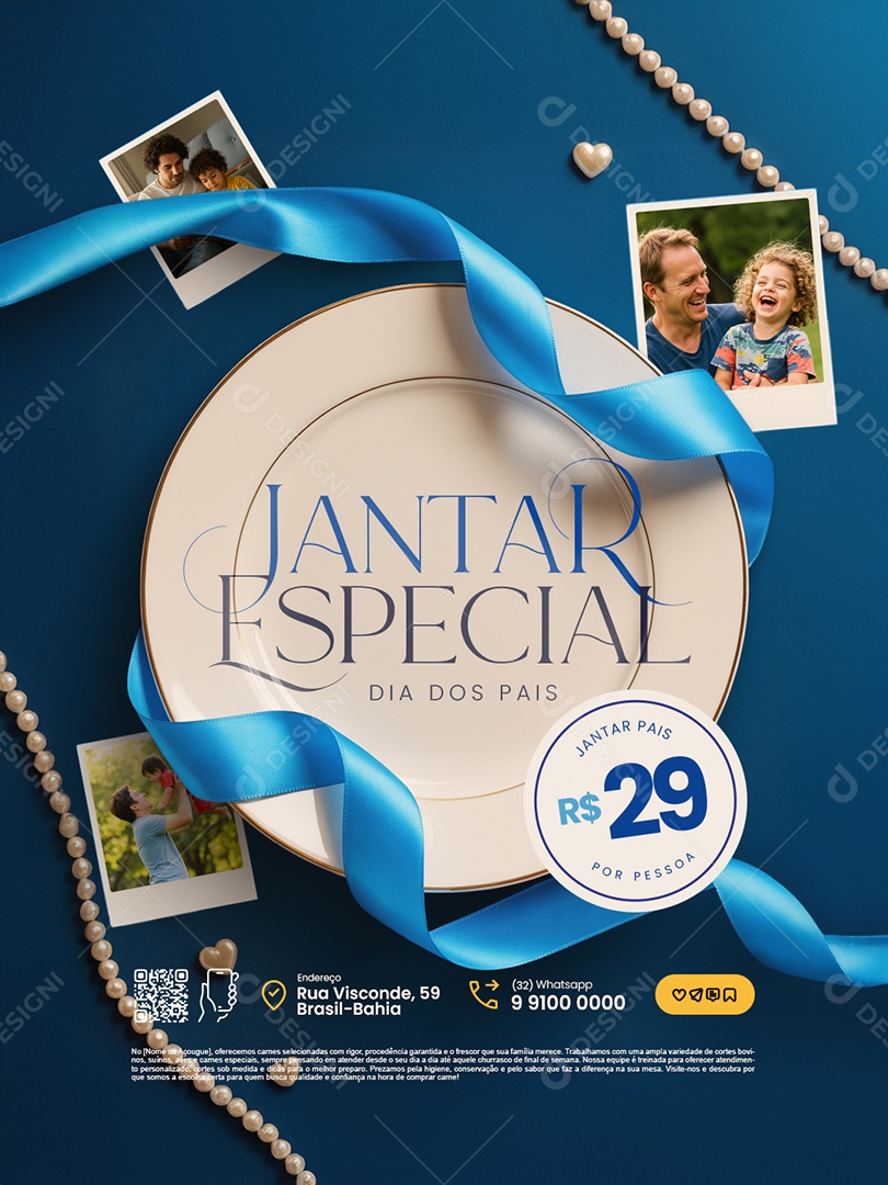 Restaurante Jantar Especial Dia dos Pais Social Media PSD Editável