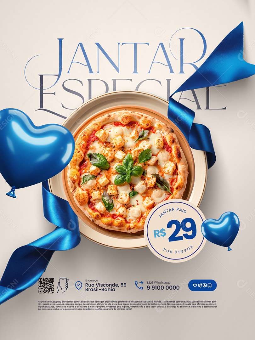 Restaurante Jantar Especial Dia dos Pais Social Media PSD Editável