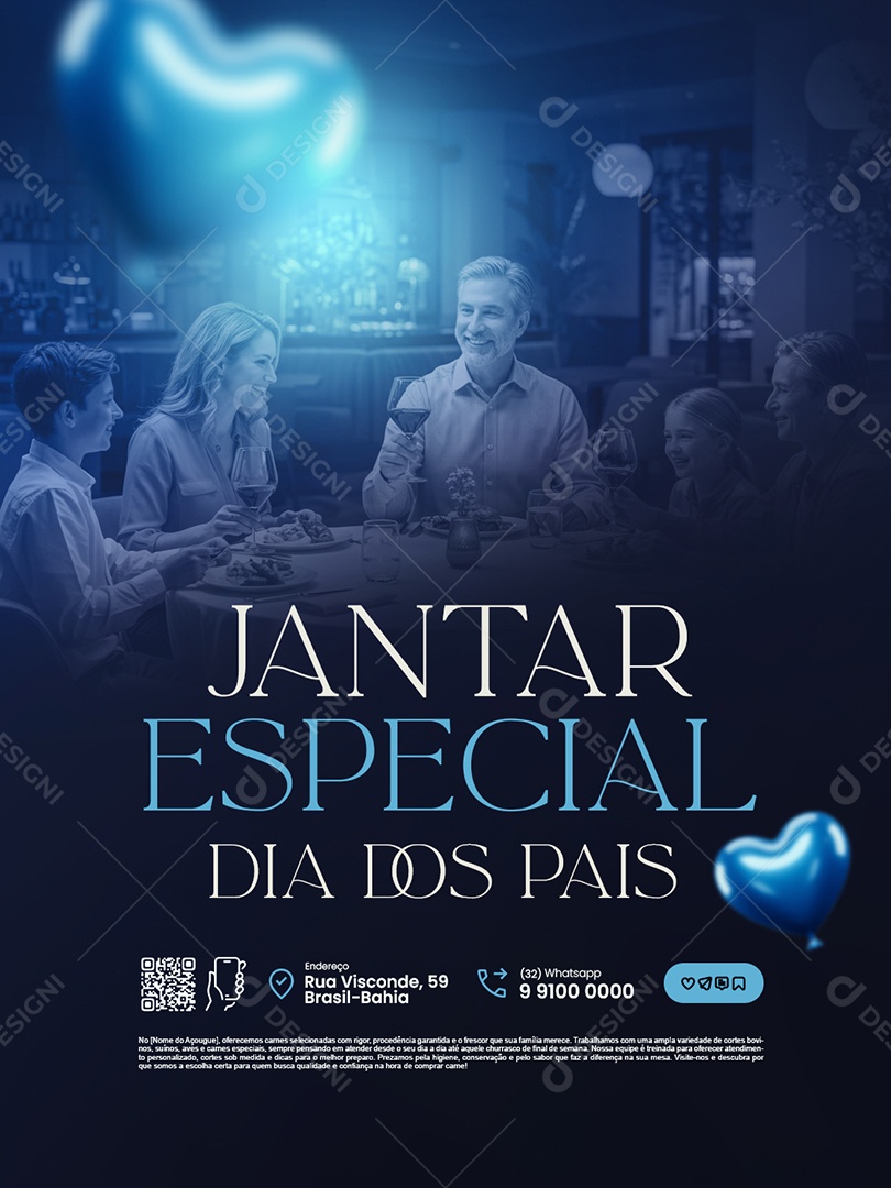 Restaurante Jantar Especial Dia dos Pais Social Media PSD Editável