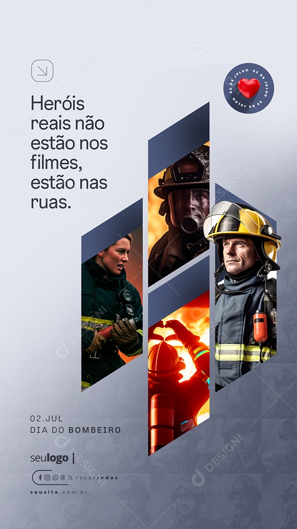 Story Dia do Bombeiro 02 de Julho Social Media PSD Editável