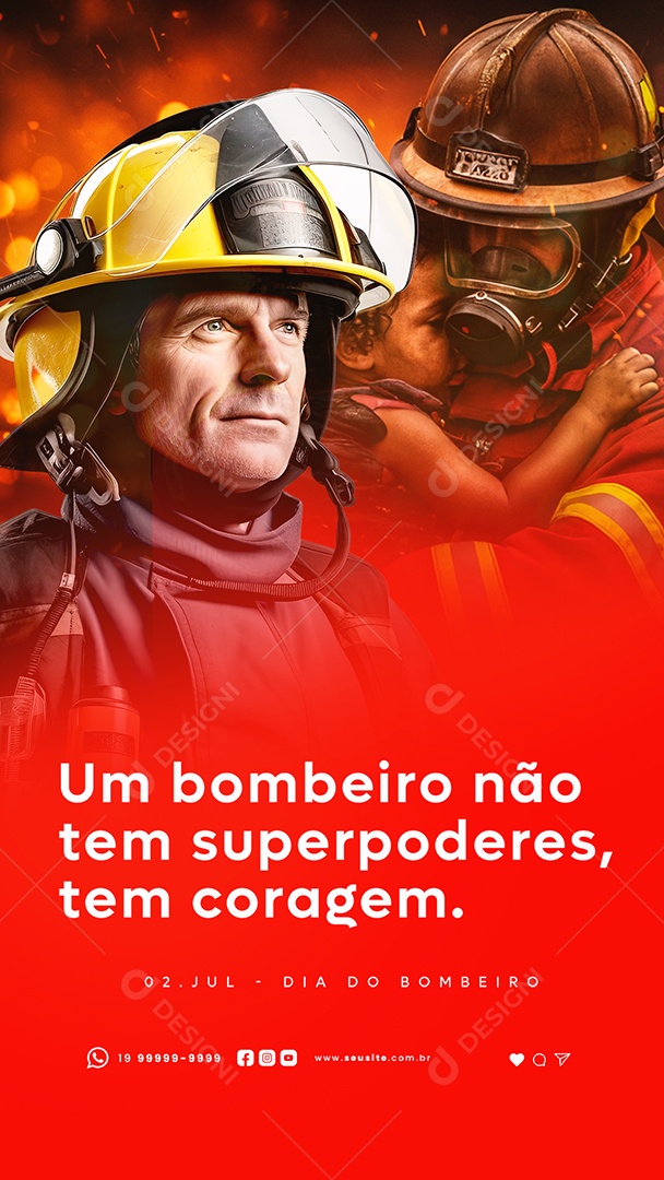 Story Dia do Bombeiro 02 de Julho Social Media PSD Editável