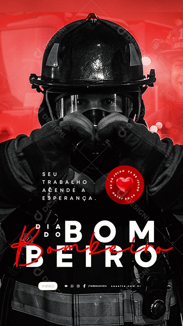 Story Dia do Bombeiro 02 de Julho Social Media PSD Editável