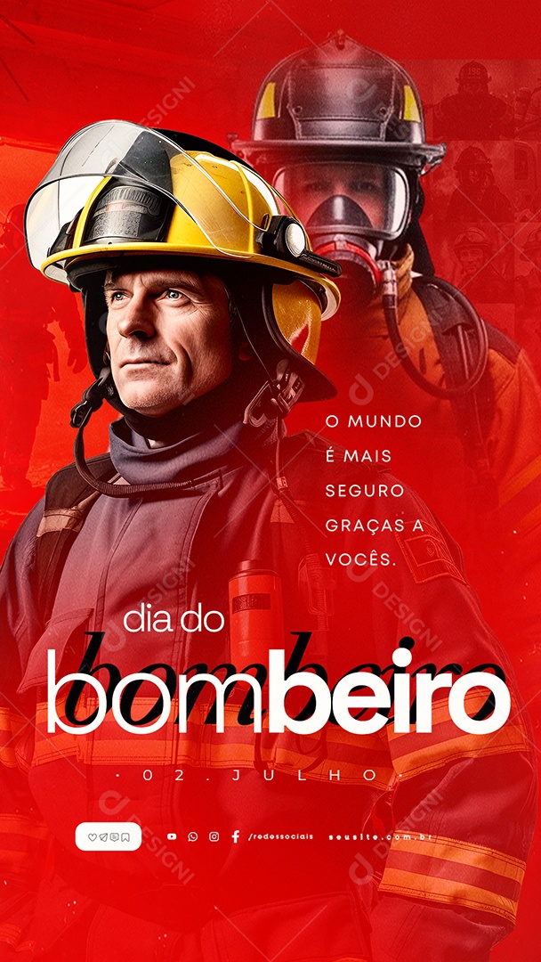 Story Dia do Bombeiro 02 de Julho Social Media PSD Editável