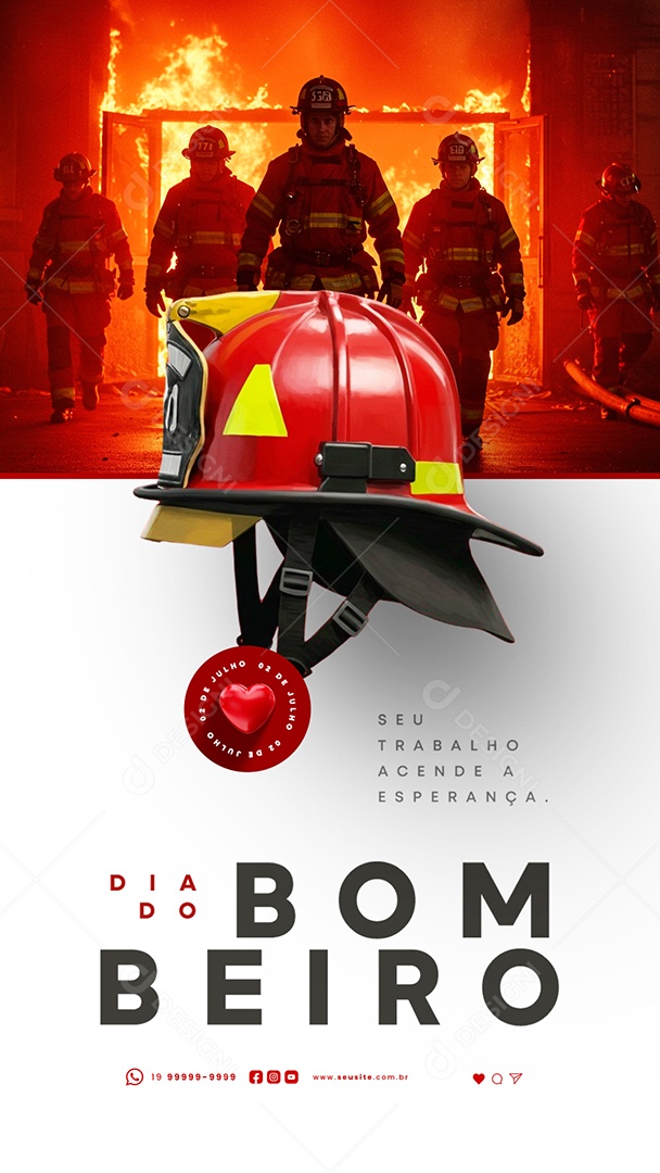 Story Dia do Bombeiro 02 de Julho Social Media PSD Editável