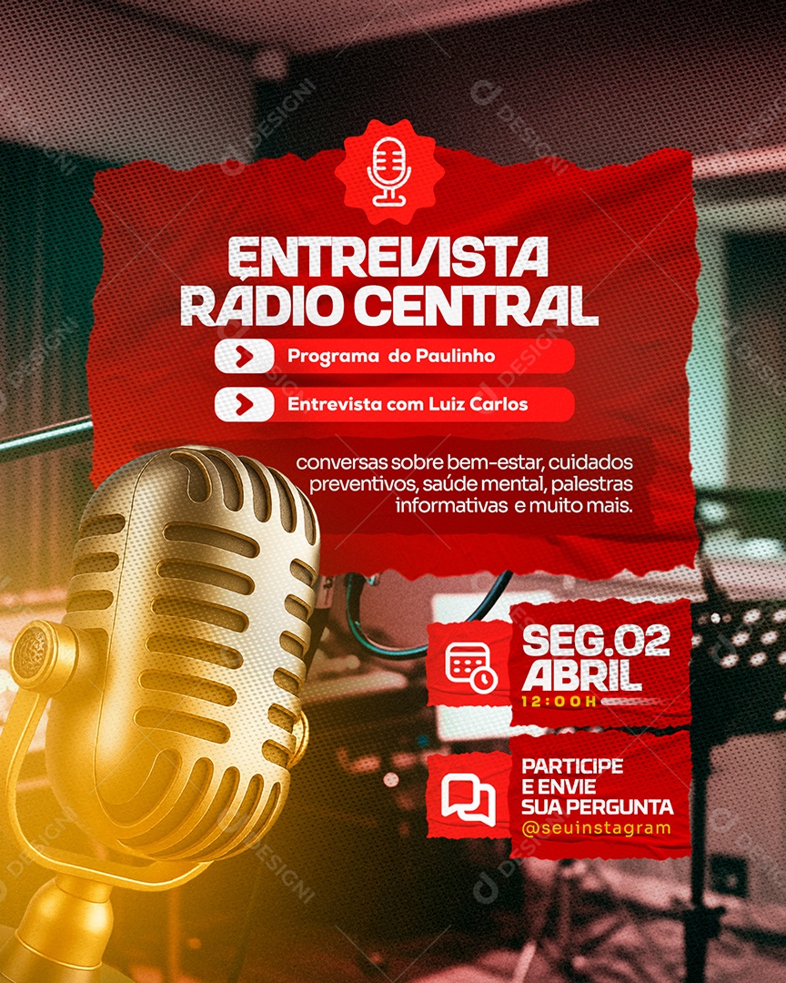 Entrevista Radio Central Social Media PSD Editável