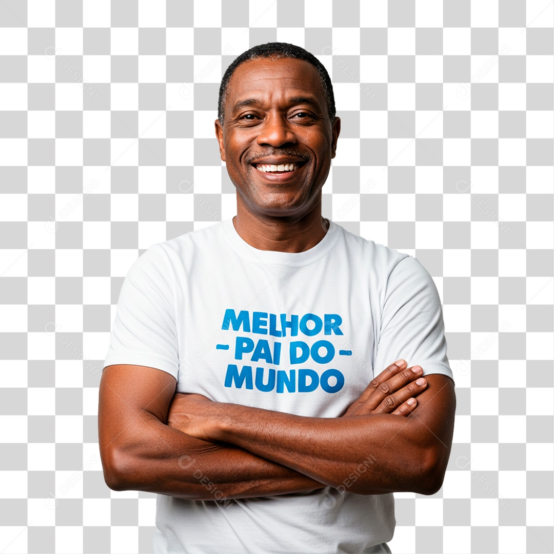 Homem com Camiseta Melhor Pai do Mundo PNG Transparente