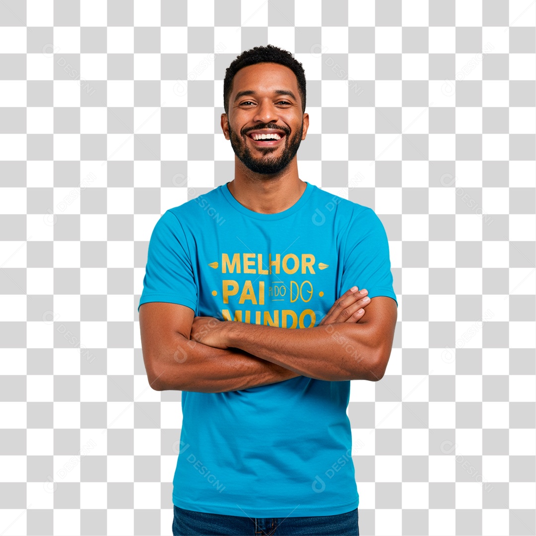 Homem com Camiseta Melhor Pai do Mundo PNG Transparente