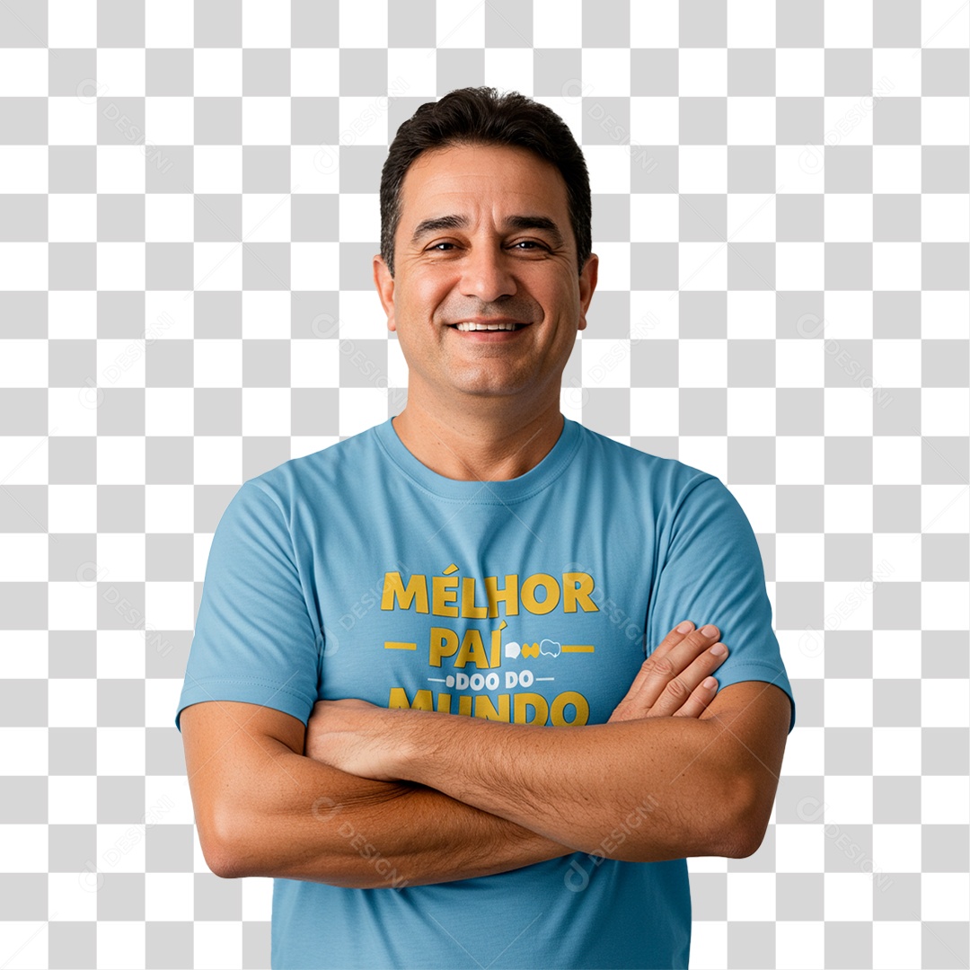 Homem com Camiseta Melhor Pai do Mundo PNG Transparente