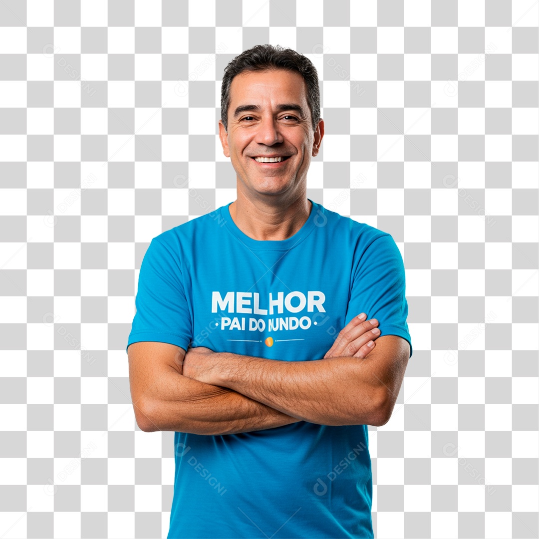 Homem com Camiseta Melhor Pai do Mundo PNG Transparente