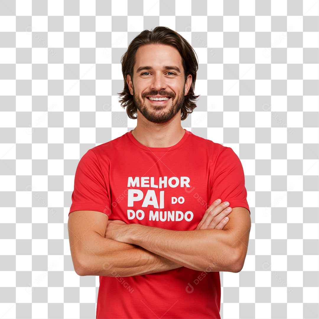Homem com Camiseta Melhor Pai do Mundo PNG Transparente