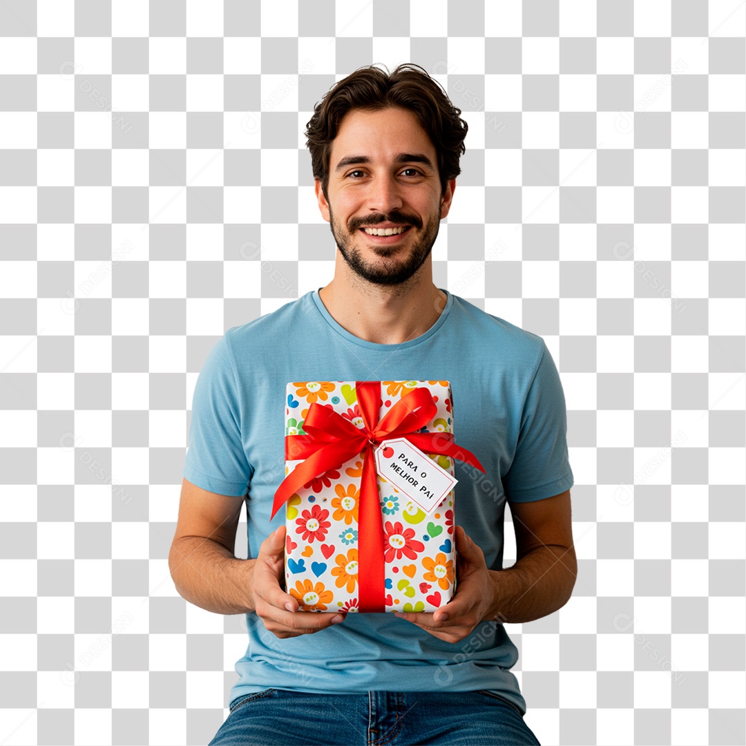 Homem Segurando Presente PNG Transparente