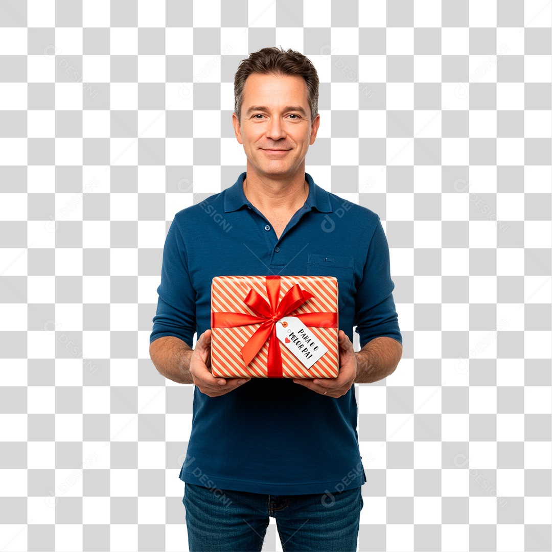 Homem Segurando Presente PNG Transparente
