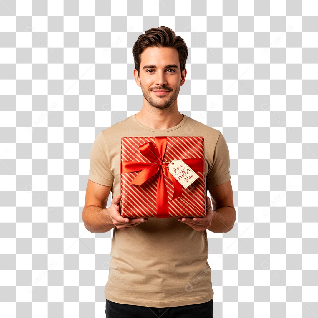 Homem Segurando Presente PNG Transparente