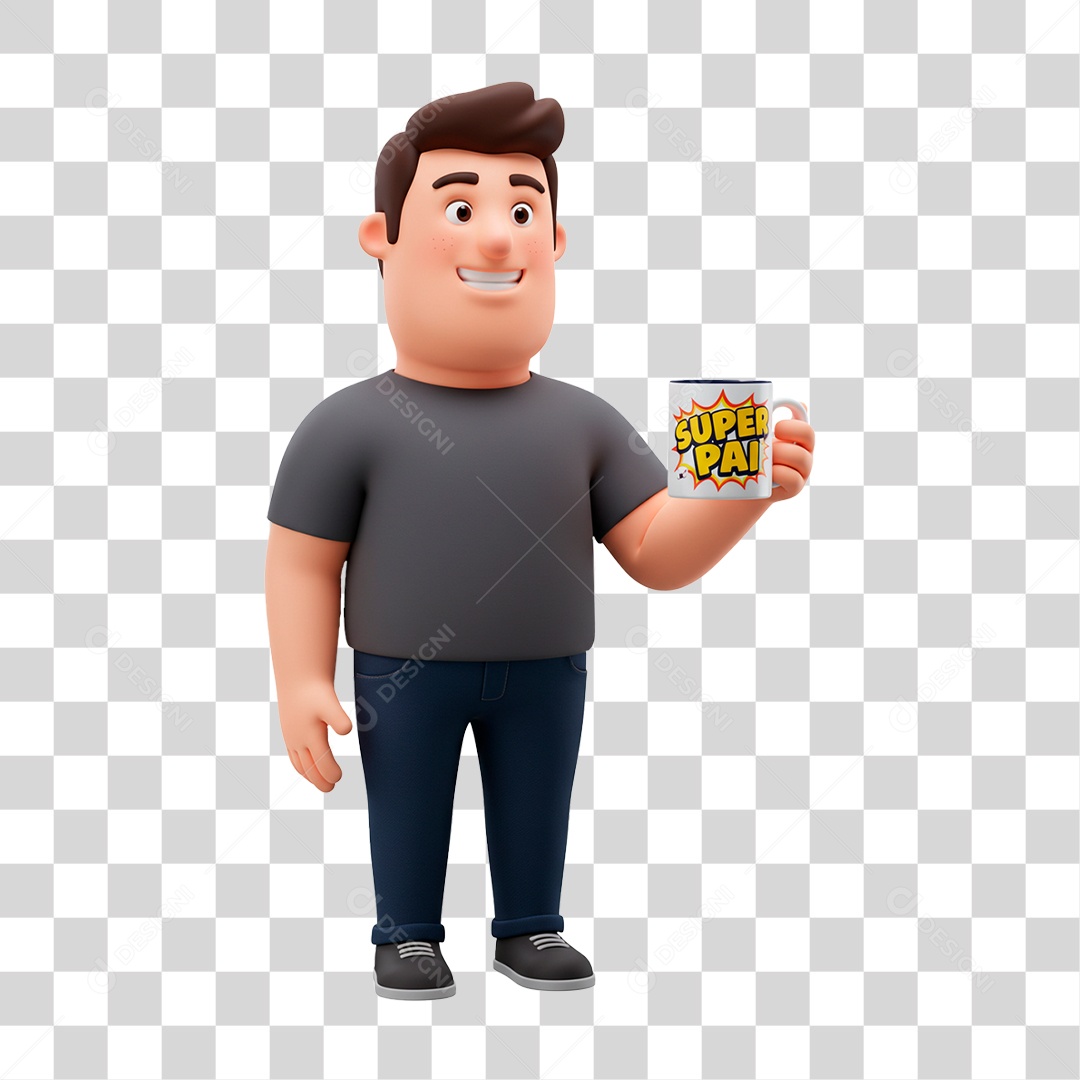 Personagem Segurando Caneca Personalizada PNG Transparente