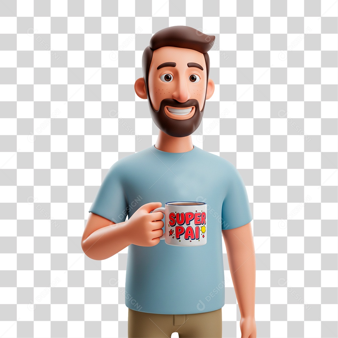 Personagem Segurando Caneca Personalizada PNG Transparente