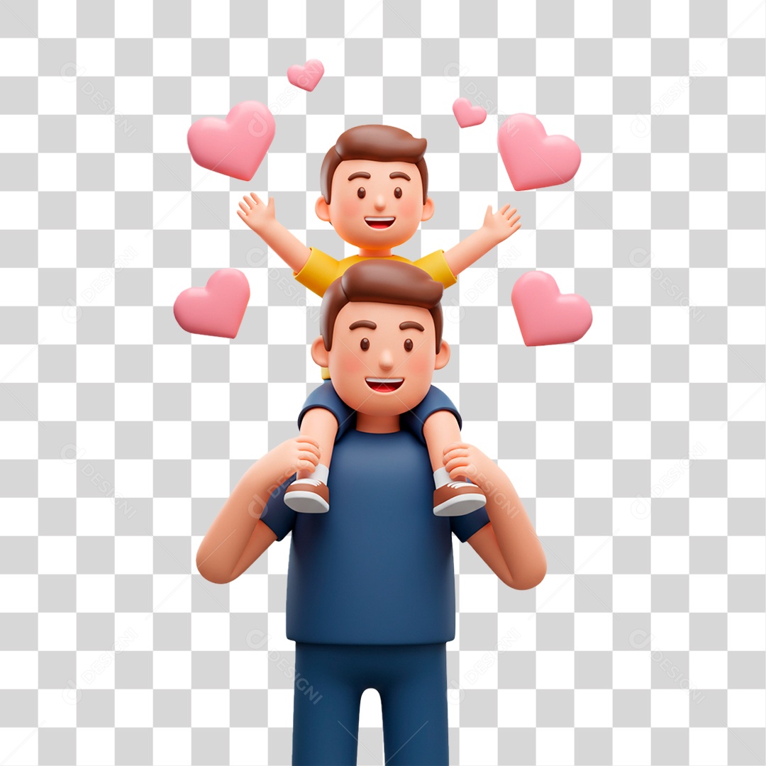 Personagem Pai Segurando Filho PNG Transparente