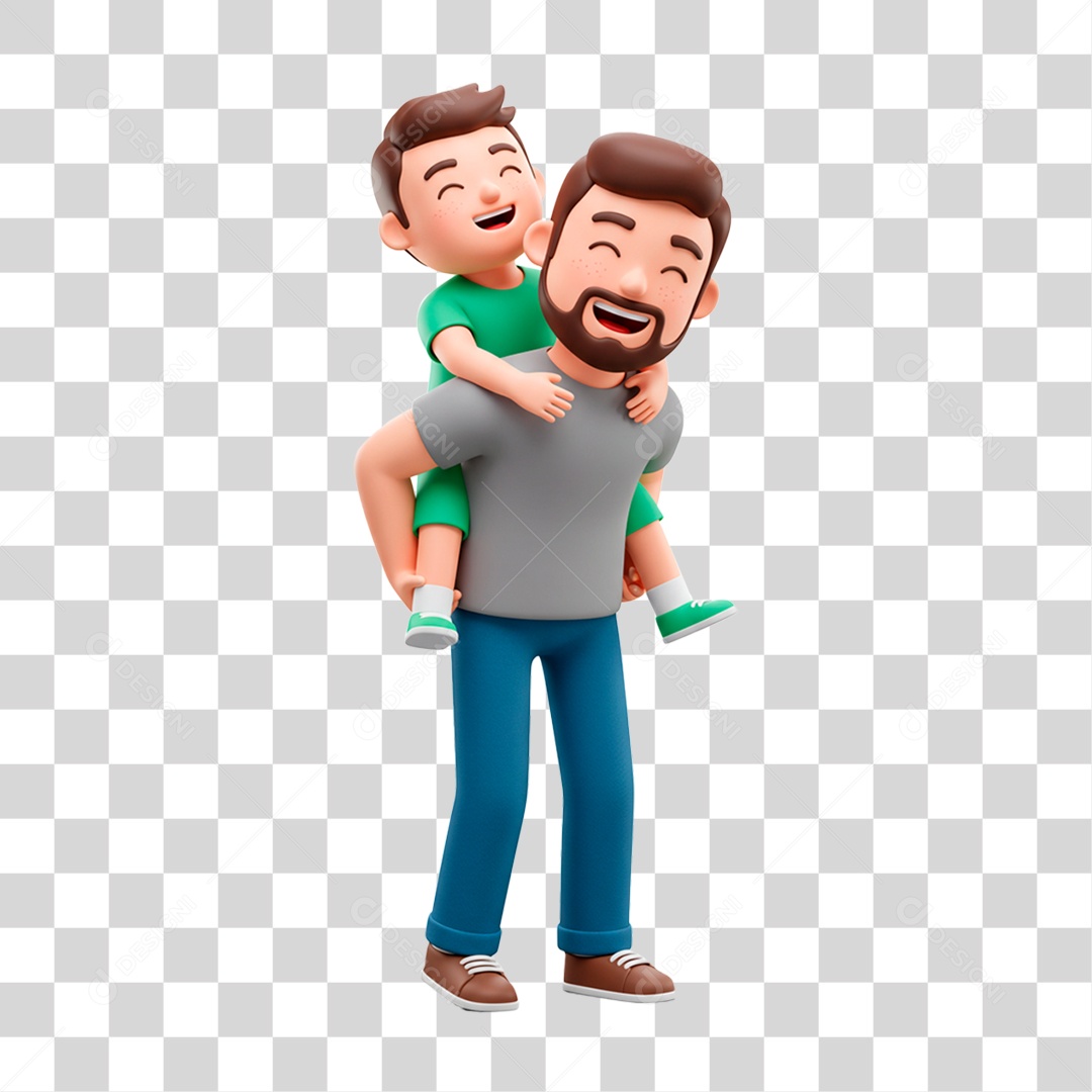 Personagem Pai Segurando Filho PNG Transparente