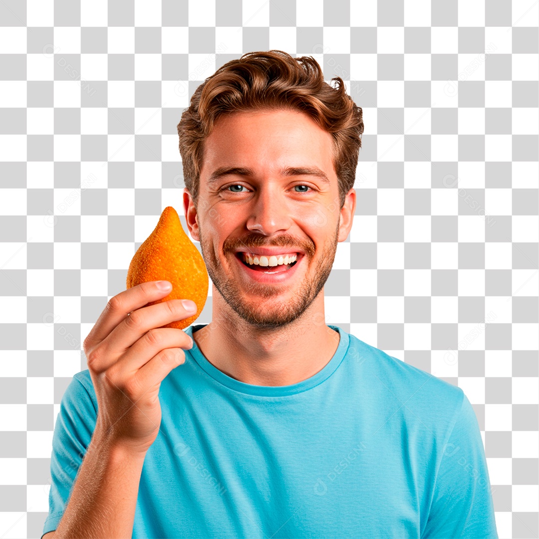 Homem Segurando Coxinha PNG Transparente