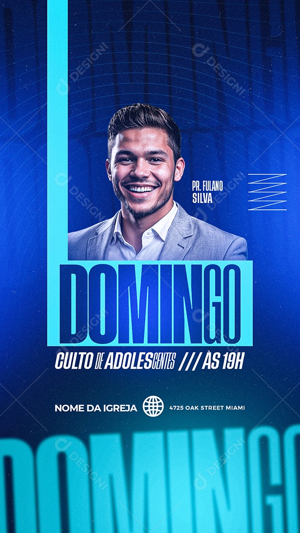Story Flyer Culto de Adolecentes Gospel Social Media PSD Editável