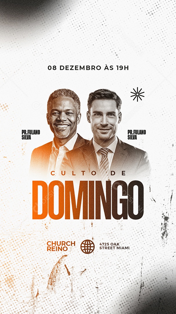 Story Flyer Culto de Domingo Gospel Social Media PSD Editável