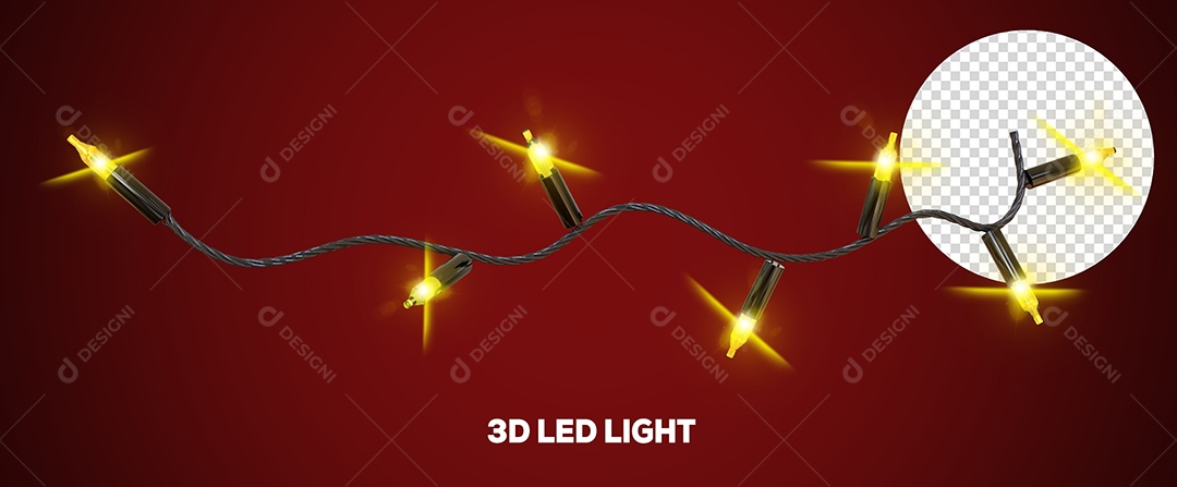 Luzes Pisca Pisca de Natal Elemento 3D para Composição PSD