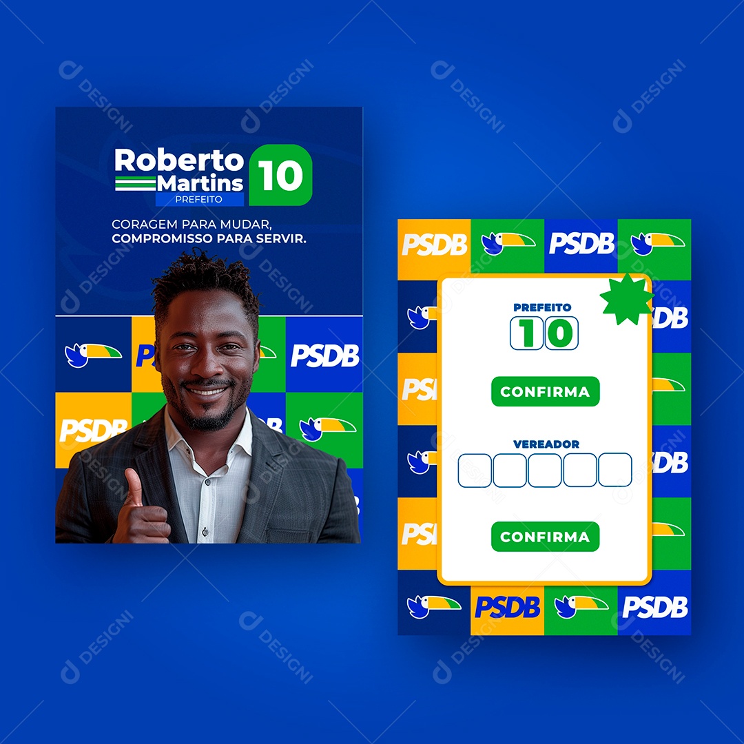 Mockup Política Santinho Prefeito Roberto Martins PSD Editável