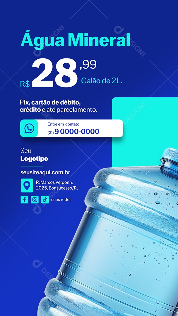 Story Distribuidora de Água Galão de Dois Litros Social Media PSD Editável