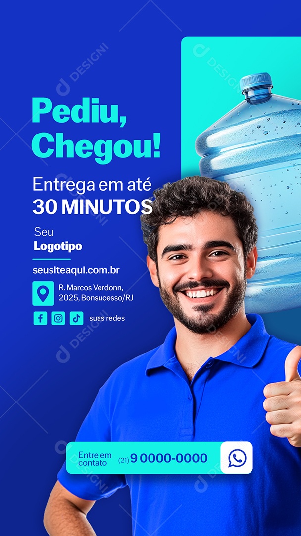 Story Distribuidora de Água Pediu Chegou Social Media PSD Editável