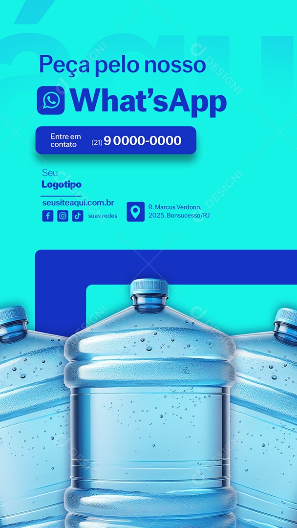 Story Distribuidora de Água Peça Pelo Nosso WhatsApp Social Media PSD Editável