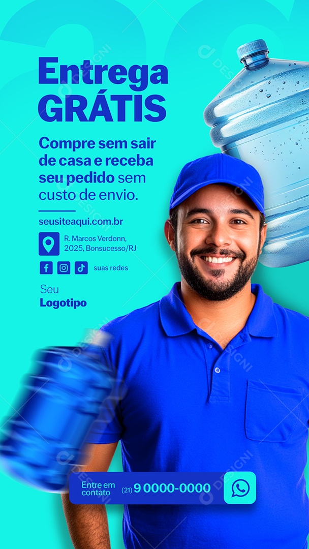 Story Distribuidora de Água Entrega Grátis Social Media PSD Editável