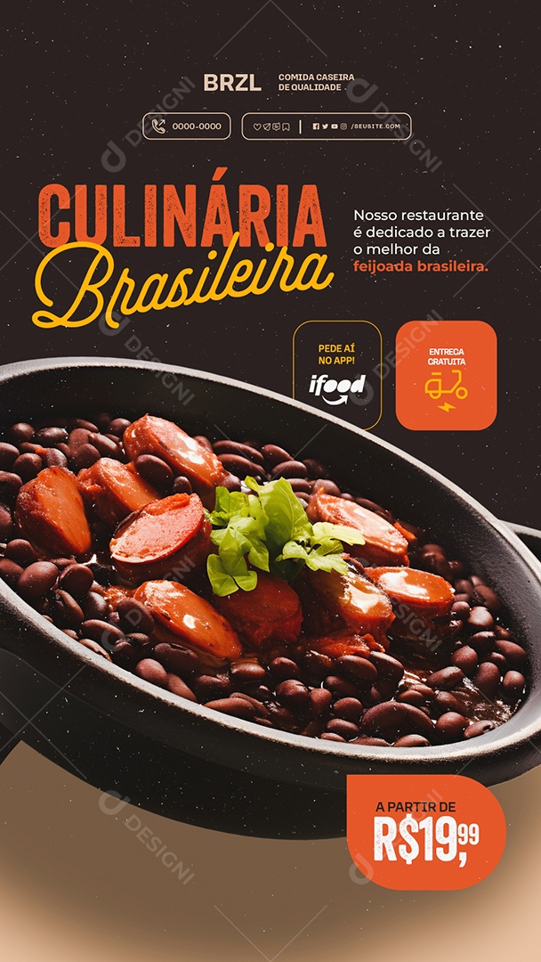 Story Feijoada Culinária Brasileira Social Media PSD Editável