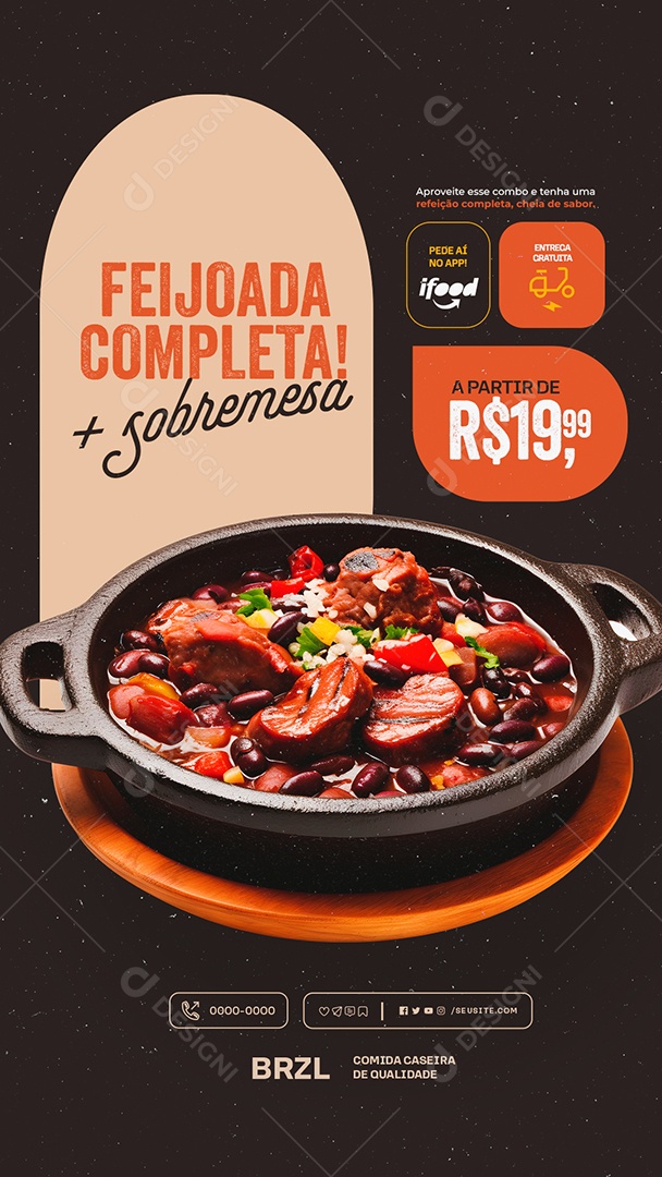 Story Feijoada Completa Mais Sobremesa Social Media PSD Editável