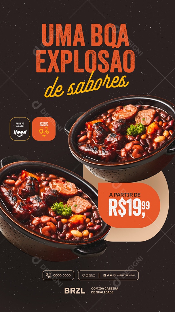 Story Feijoada Uma Boa Explosão de Sabores Social Media PSD Editável