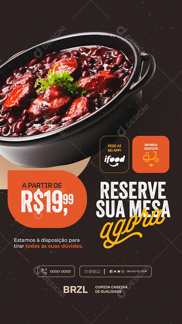 Story Feijoada Reserve sua Mesa Agora Social Media PSD Editável