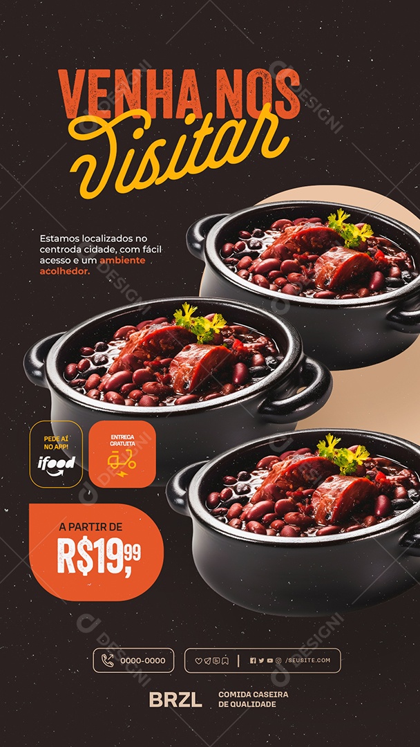 Story Feijoada Venha nos Visitar Social Media PSD Editável