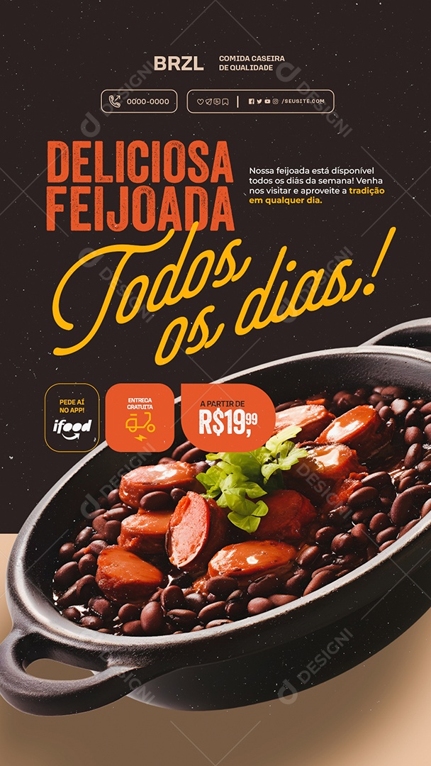 Story Deliciosa Feijoada Todos os Dias Social Media PSD Editável