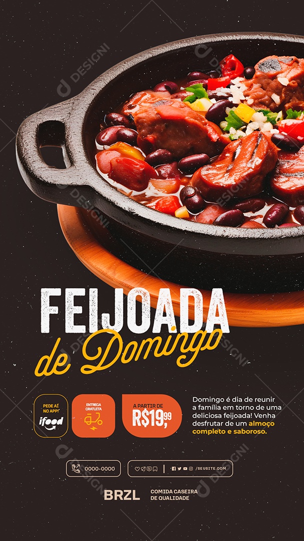 Story Feijoada no Delivery Social Media PSD Editável