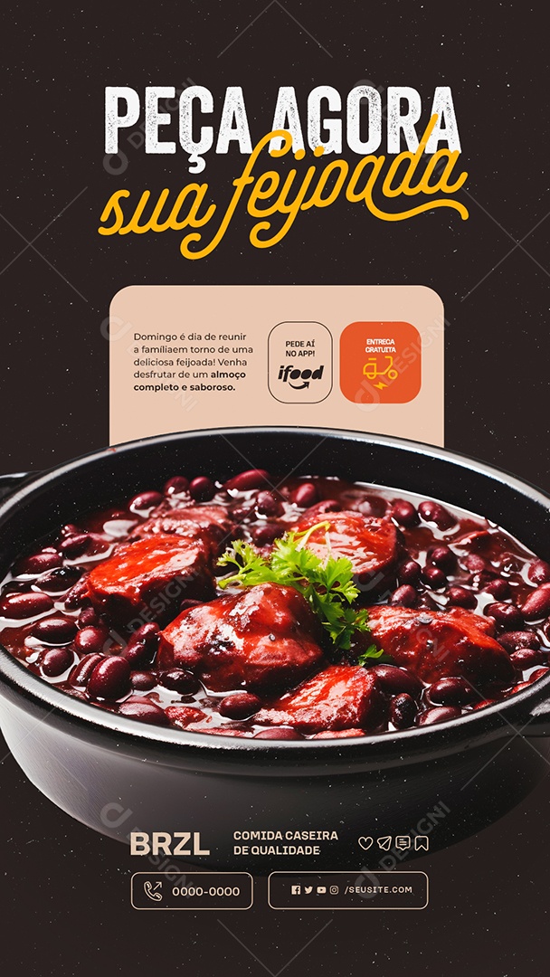 Story Peça Agora sua Feijoada Social Media PSD Editável