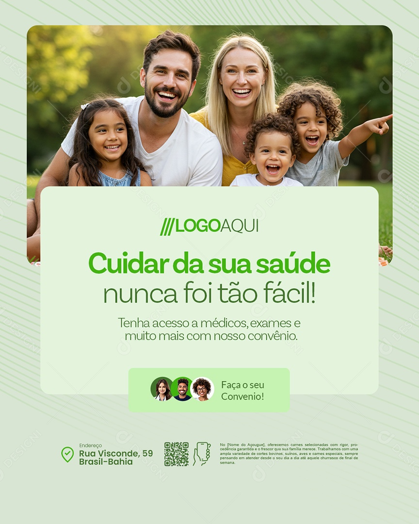 Convênio Médico Cuidar da Sua Saúde Social Media PSD Editável