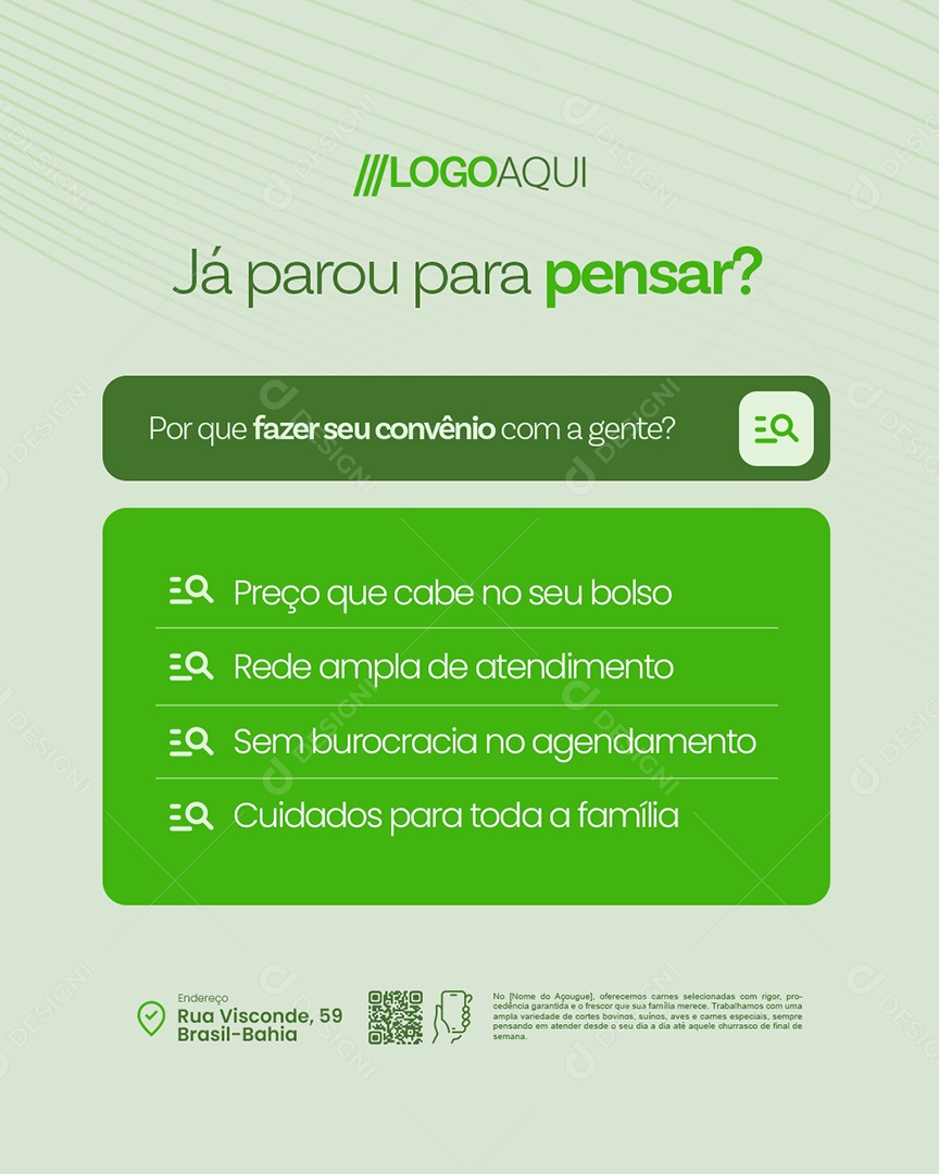 Convênio Médico Já Parou para Pensar Social Media PSD Editável