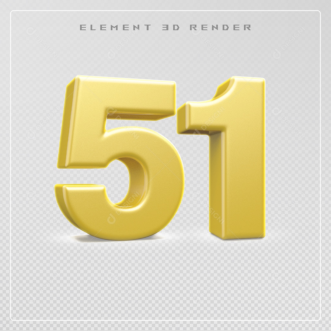 Elemento 3D Número 31 Dourado para Composição PSD