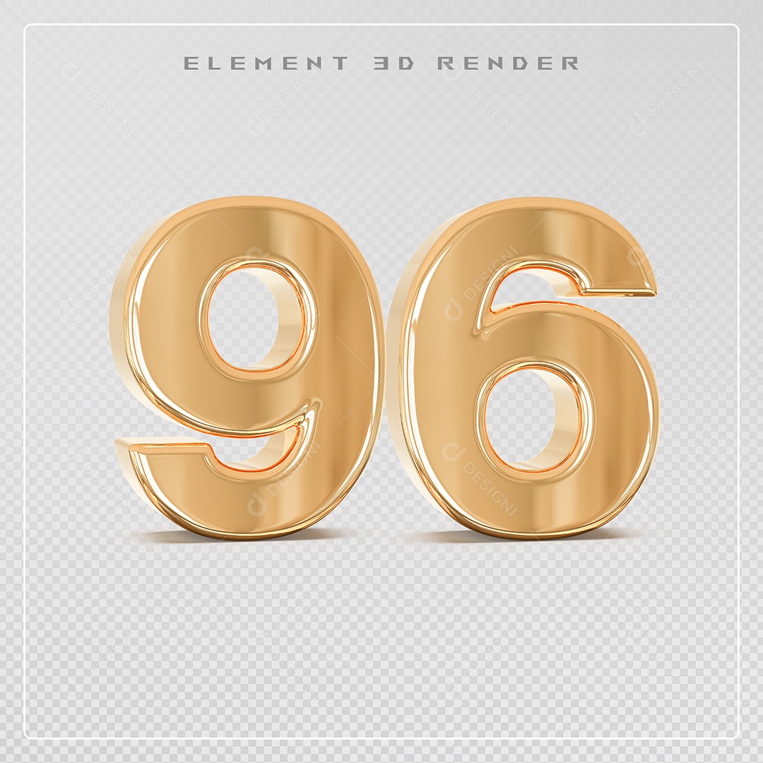 Elemento 3D Número 26 Dourado para Composição PSD